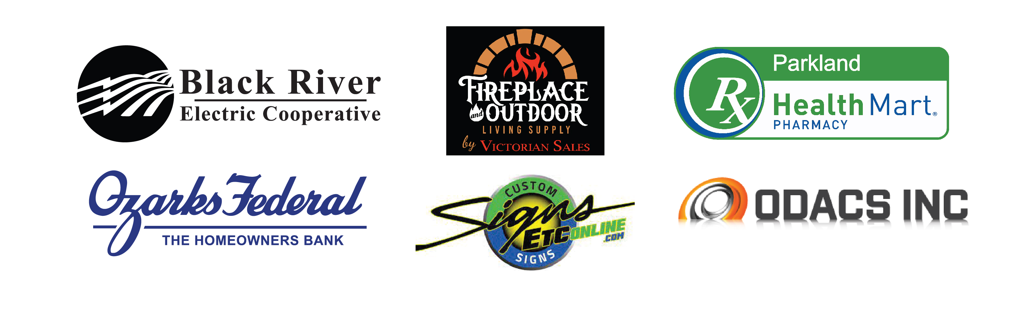 Silver Sponsor Logos: Black River Electric; Fireplace & Outdoor; Parkland Health Mart; Ozarks Federal; Signs Etc; ODACS