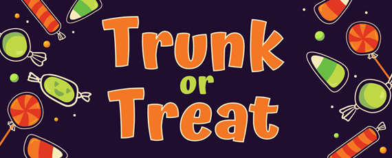 Purple Background with Candy says Trunk or Treat