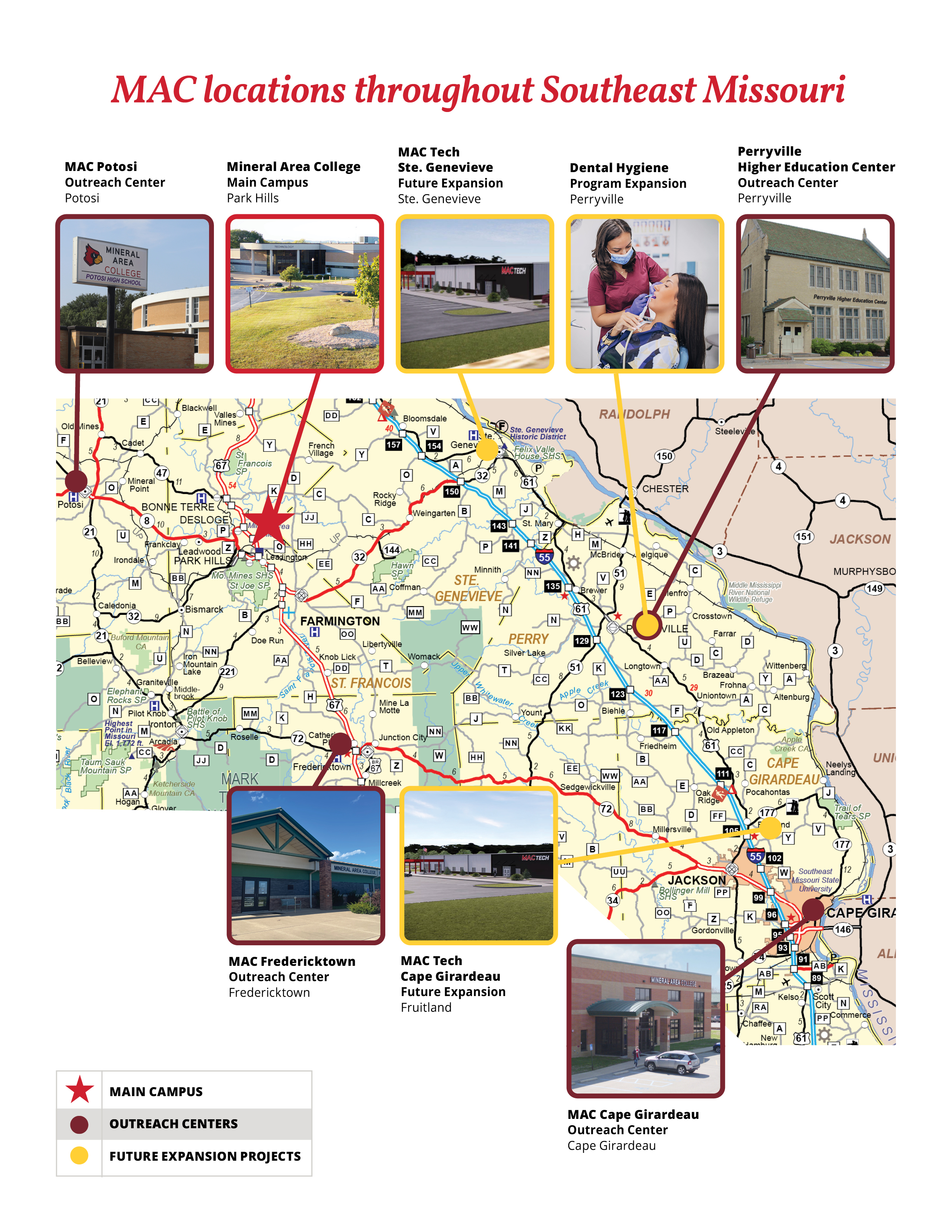 Map showing current MAC locations and proposed expansion sites